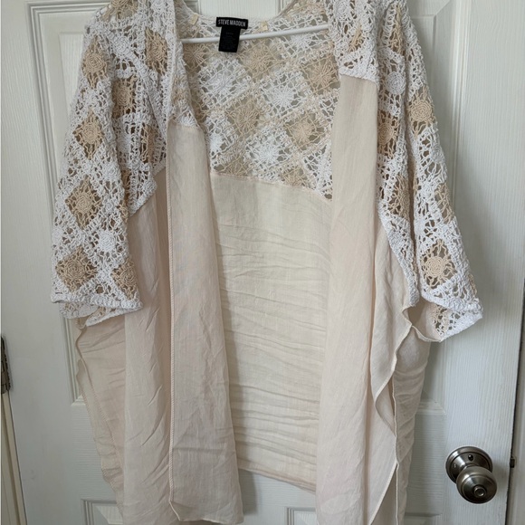 Steve Madden Beige and Cream Crochet Open Cardigan - Picture 3 of 3